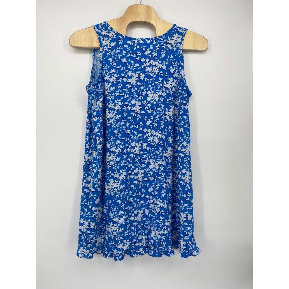Draper James Floral Swing Top Sleeveless Blouse Women XXL XXXL Blue White Ruffle - Picture 2 of 6